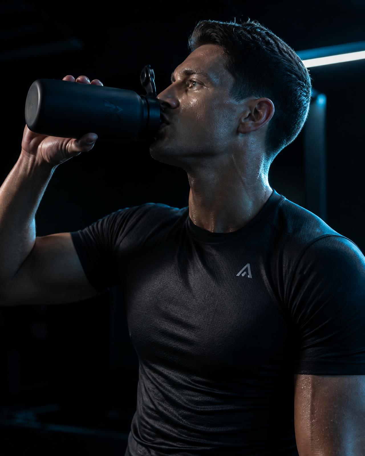 Athlete drinking during a training session